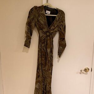 Nanushka Olive and Black Swirl Long Sleeve Dress